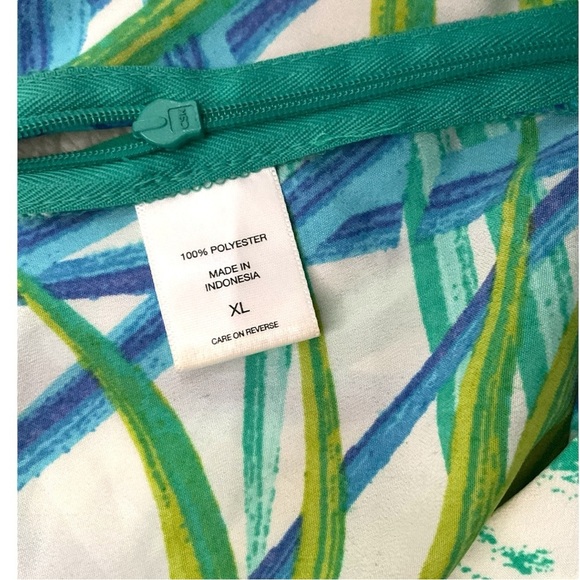 New York & Company Skirt Midi Floral Blue Green Beach Topical Asymmetric SZ XL - Picture 5 of 7